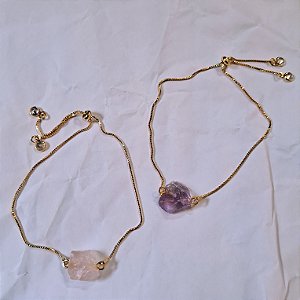 Pulseira Gravata Pedras Brutas - Folheados a Ouro
