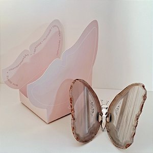 Borboleta Ágata Cinza - Prata - Coleção Asas