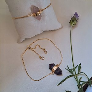 Pulseira Gravata Cristal Biterminado - Folheados a Ouro