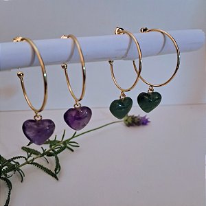 Brinco Argola Coração - Folheado a Ouro