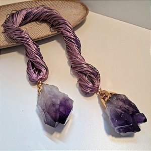 Colar de Mesa Aberto Pontas Ametista