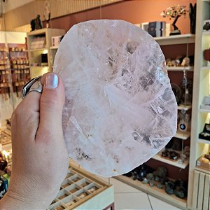 Chapa Quartzo Rosa - Borda Bruta - 390g