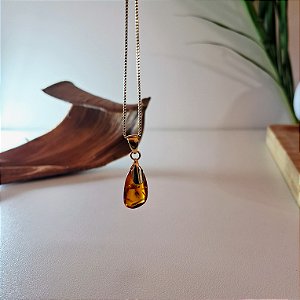 Colar Âmbar - Folheado a Ouro