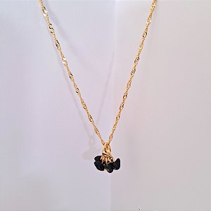 Colar Cachopinha Ônix - Folheado a Ouro