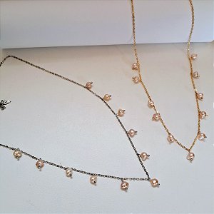 Choker Pérola Água Doce com Pingentes Suspensos