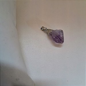Pingente Ametista Bruta - Ródio Branco