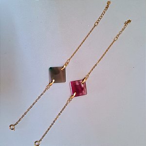 Pulseira Triangular Ágata - Folheado a Ouro