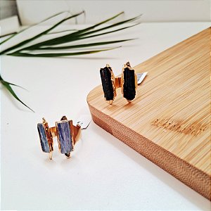 Anel Regulável Cristal Duplo - Folheado a Ouro