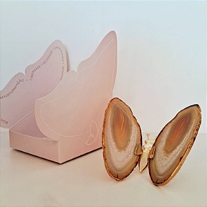 Borboleta Ágata Marrom - Borda Dourada - Coleção Asas