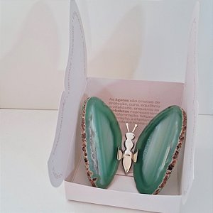 Borboleta Ágata Verde - Prata - Coleção Asas