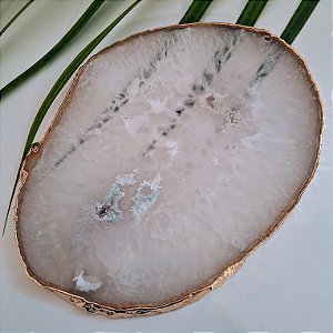 Chapa Quartzo Branco - Borda Dourada