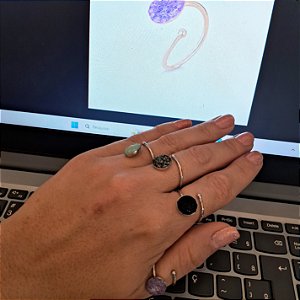 Anel Regulável Fragmentos Delicados - Ródio Branco