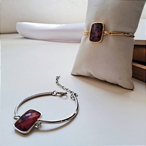 Pulseira Rodonita Facetada Quadrada