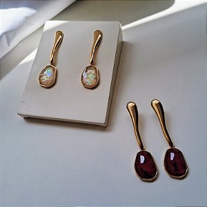 Brinco Longo Cristal Facetado - Folheado a Ouro