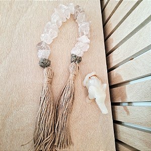Colar de Mesa Cristal de Quartzo e Pirita - Pedras Brutas Curto