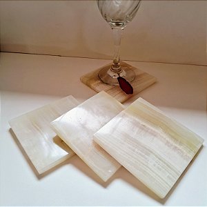 Kit Porta Copos Ônix Verde Quadrado - 4 unidades