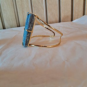 Bracelete Cianita Azul Bruto - Folheado a Ouro