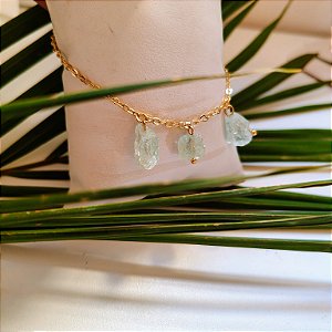 Pulseira Água Marinha - Folheado a Ouro