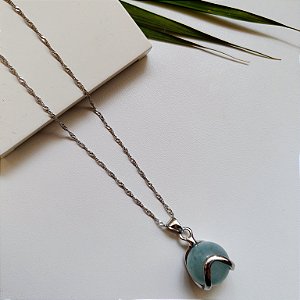 Colar Essência da Alma - Água Marinha - Ródio Branco