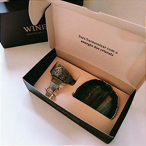 Kit Stopper Pirita com Suporte para Garrafa em Ágata