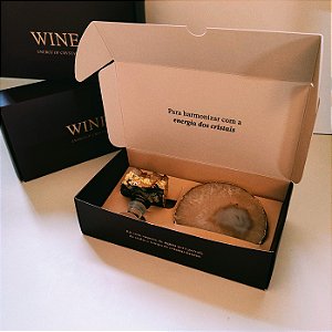 Kit Stopper Ametista Queimada com Suporte para Garrafa em Ágata