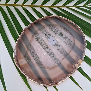 Chapa Ágata Cinza - Borda Dourada