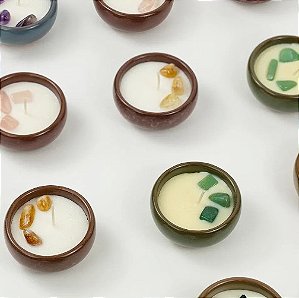 Velas Aromáticas com Pedras Naturais - Bolw Cerâmica