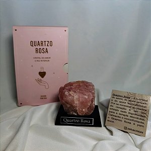 Quartzo Rosa Base de Madeira - Coleção Feng Shui Amor
