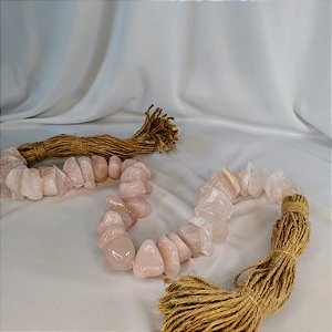 Colar de Mesa Quartzo Rosa - Pedras Mistas Longo