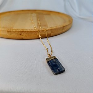 Colar Bolinha Cianita Azul - Folheado a Ouro