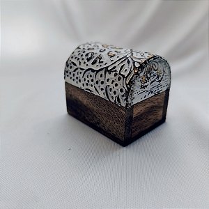 Caixa Indiana Decorada Floral P Madeira