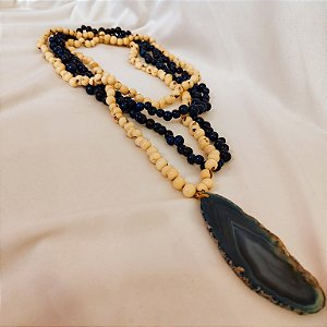 Colar de Mesa Acapulco com Chapa de Ágata - Sementes