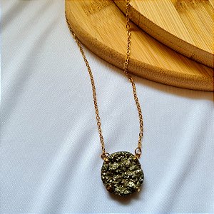 Colar Pirita Redondo - Banho Ouro