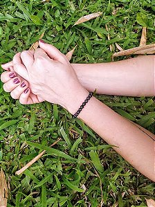 Pulseira Turmalina Negra Facetada - Contas 6mm