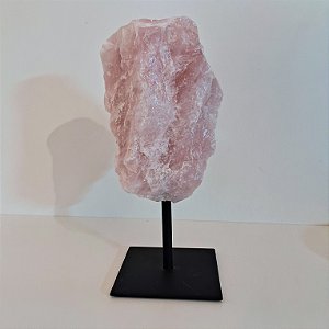 Quartzo Rosa Bruto - Base de Ferro