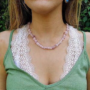 Choker Guia - Quartzo Rosa