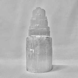 Torre de Selenita Branca Bruta 20cm