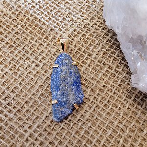 Pingente Lapis Lazuli Bruto - Folheado a Ouro