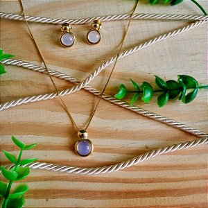 Conjunto Colar e Brinco Opalina - Folheado a Ouro