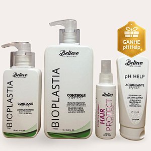 Kit Progressiva Orgânica 1L + Hair Protect + Acidificante pH Help 200ml de Brinde