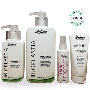 Kit Progressiva Orgânica 1L + Hair Protect + Acidificante pH Help 200ml de Brinde