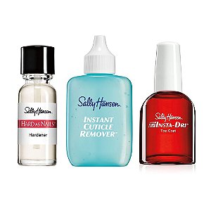 Sally Hansen - Kit Base Fortalecedora De Unhas + Removedor De Cutículas + Top Coat