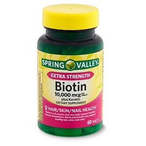 Biotina 10.000 Mcg + Queratina - Spring Valley