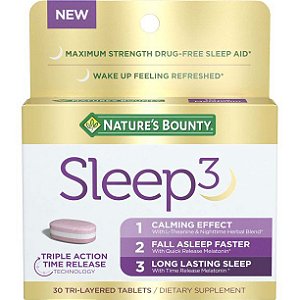Nature's Bounty - Melatonina Sleep 3 Tripla Ação - 30 Tabletes