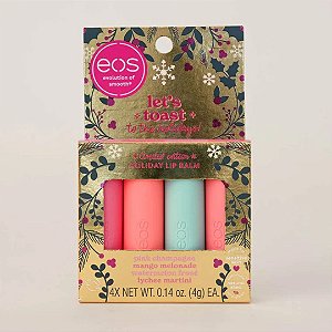 Eos Lip Balm Bastão Let's Toast to the Holidays 4 Unidades - Hidratante Labial