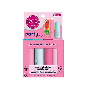 Eos Lip Balm Bastão Party Vibes Fruit 4 Unidades - Hidratante Labial