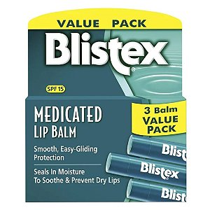Blistex - Lip Balm Hidratante Labial Bastão Medicated - Kit com 3 unidades