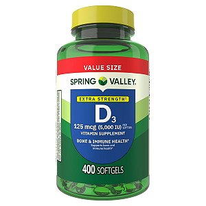 Spring Valley - Vitamina D3 125mcg (5,000 IU) 400 Softgels