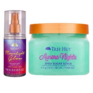 Kit Tree Hut - Body Splash Moonlight Glow Balancing Mood Mist + Esfoliante Corporal Aurora Nights