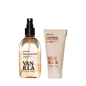 Kit Victoria's Secret PINK Vanilla Hair & Body Mist + Mini Loção Corporal Vanilla Body Lotion